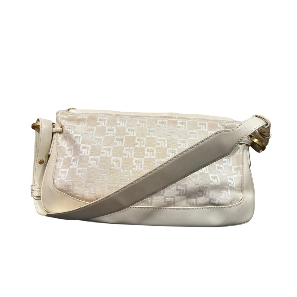 🔻St. John Ivory Logo Jacquard Baguette Shoulder Bag Y2K Made in Italy - Picture 3 of 11